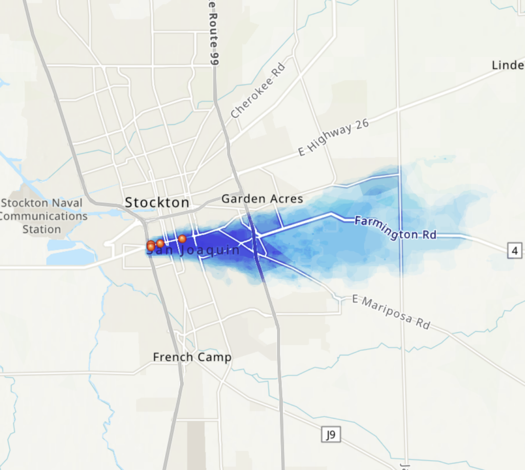 Simulated plume from restaurant emissions